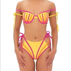 Andrea Iyamah Swimwear Bikini Size XL 2 Piece Yellow, Fuchsia, Orange